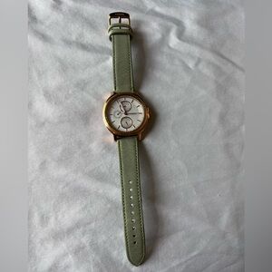 Fossil Green Leather and Rose Gold 40mm Chronograph Watch